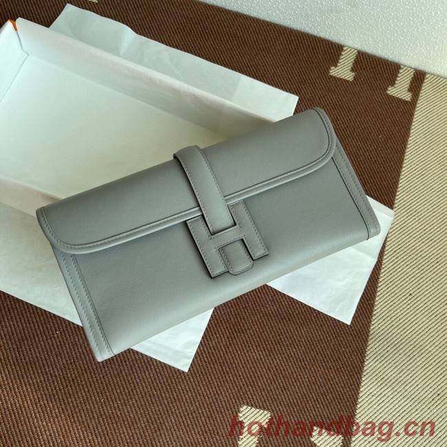 Hermes Original jige swift Leather Clutch 37088 light gray