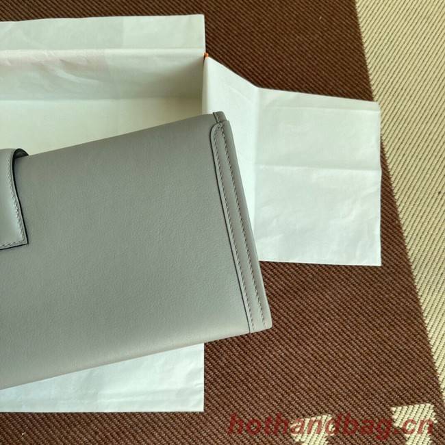 Hermes Original jige swift Leather Clutch 37088 light gray