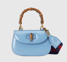 Gucci Small top handle bag with Bamboo 675797 blue