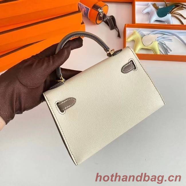 Hermes Kelly 19cm Shoulder Bags Epsom Leather KL19 Gold hardware Cream&gray