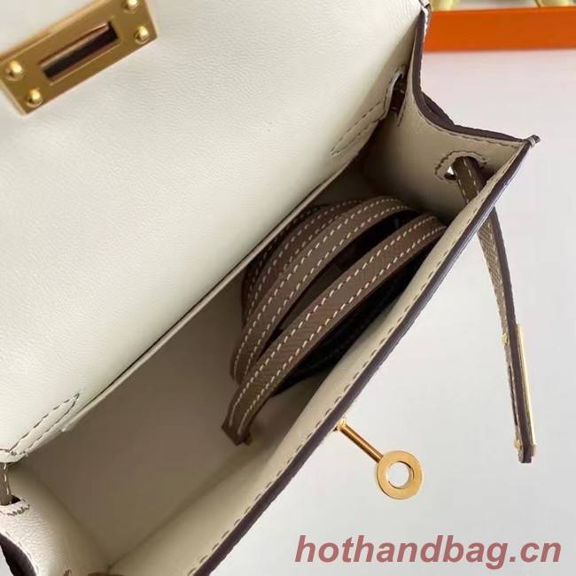 Hermes Kelly 19cm Shoulder Bags Epsom Leather KL19 Gold hardware Cream&gray