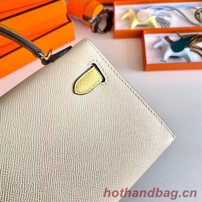 Hermes Kelly 19cm Shoulder Bags Epsom Leather KL19 Gold hardware Cream&yellow