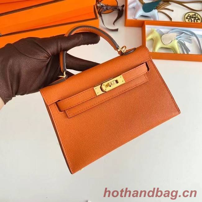 Hermes Kelly 19cm Shoulder Bags Epsom Leather KL19 Gold hardware orange