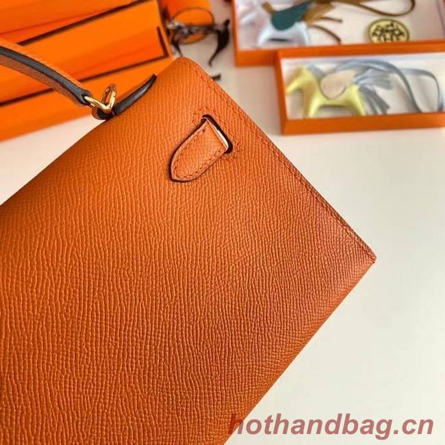 Hermes Kelly 19cm Shoulder Bags Epsom Leather KL19 Gold hardware orange