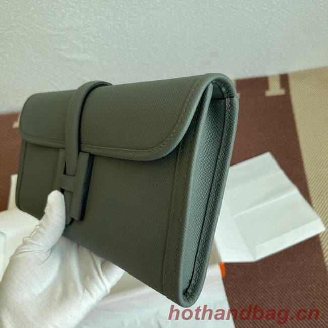 Hermes Original Espom Leather Clutch 37088 Almond green