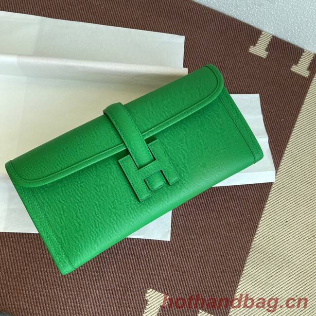 Hermes Original Espom Leather Clutch 37088 Bamboo green