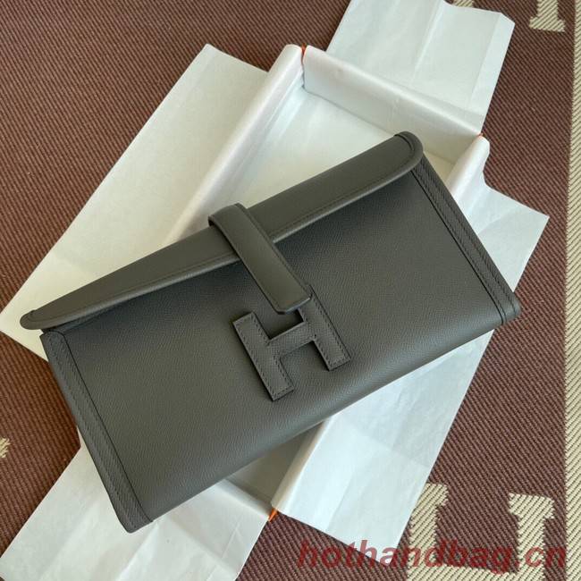 Hermes Original Espom Leather Clutch 37088 dark gray