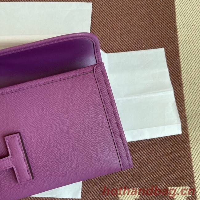 Hermes Original Espom Leather Clutch 37088 purple