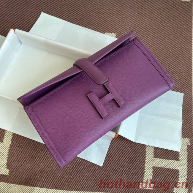 Hermes Original Espom Leather Clutch 37088 purple