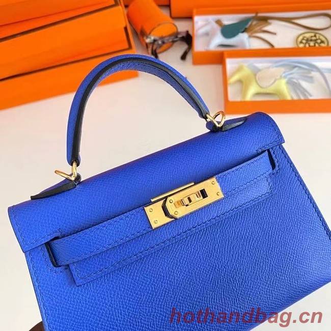 Hermes Kelly 19cm Shoulder Bags Epsom Leather KL19 Gold hardware Electro optic blue