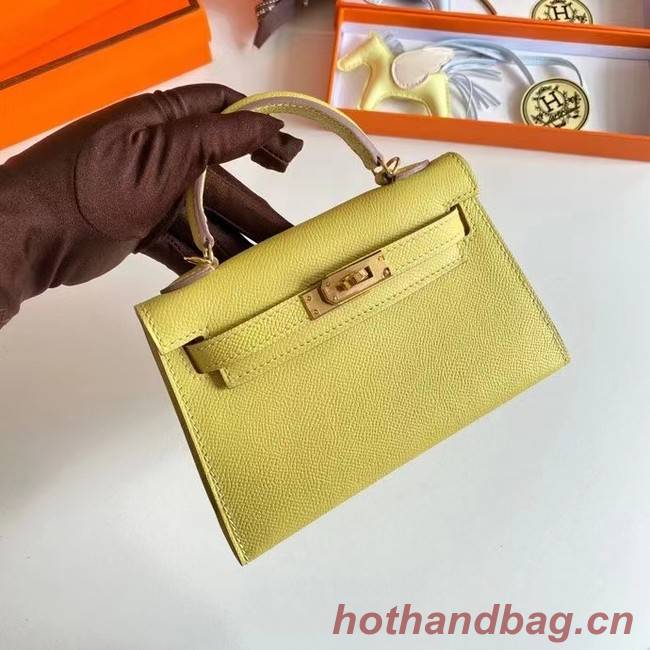 Hermes Kelly 19cm Shoulder Bags Epsom Leather KL19 Gold hardware lemon