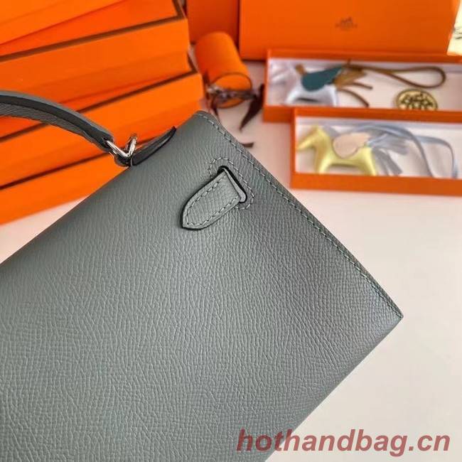 Hermes Kelly 19cm Shoulder Bags Epsom Leather KL19 Silver hardware Almond green