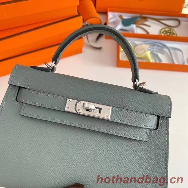 Hermes Kelly 19cm Shoulder Bags Epsom Leather KL19 Silver hardware Almond green