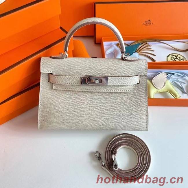 Hermes Kelly 19cm Shoulder Bags Epsom Leather KL19 Silver hardware Cream