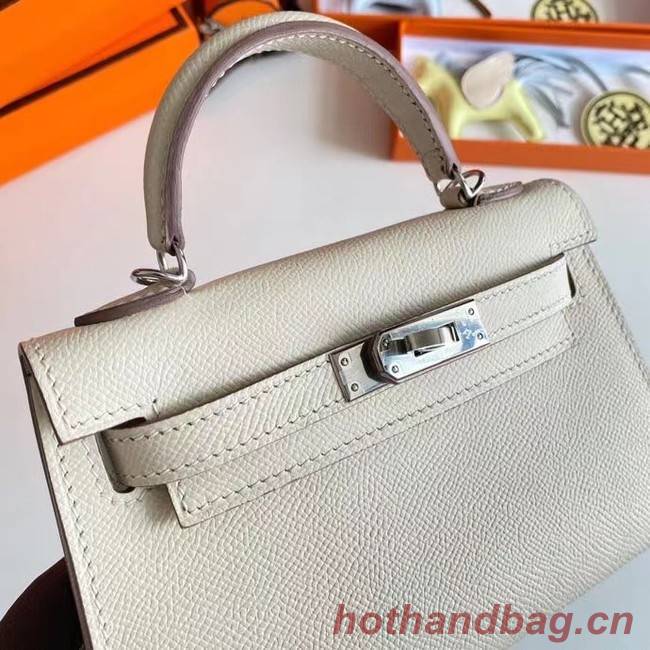 Hermes Kelly 19cm Shoulder Bags Epsom Leather KL19 Silver hardware Cream