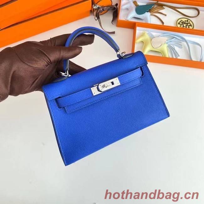 Hermes Kelly 19cm Shoulder Bags Epsom Leather KL19 Silver hardware Electro optic blue