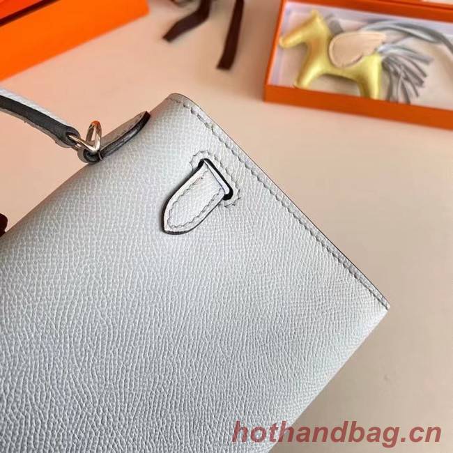 Hermes Kelly 19cm Shoulder Bags Epsom Leather KL19 Silver hardware Glacier blue