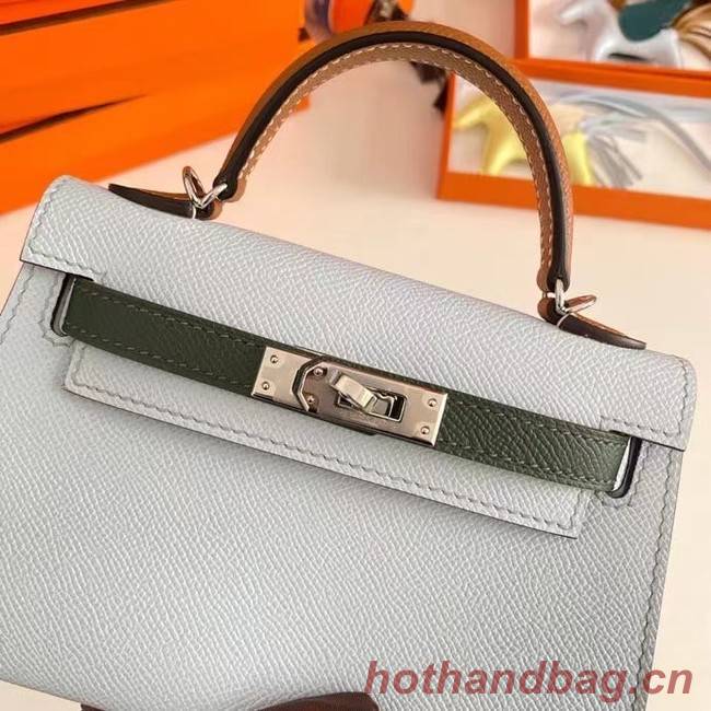 Hermes Kelly 19cm Shoulder Bags Epsom Leather KL19 Silver  hardware light blue&green