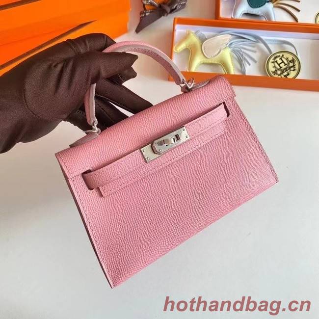 Hermes Kelly 19cm Shoulder Bags Epsom Leather KL19 Silver hardware pink