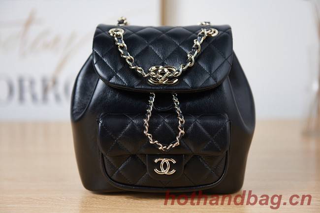 Chanel Backpack Sheepskin Original Leather AS2908 black