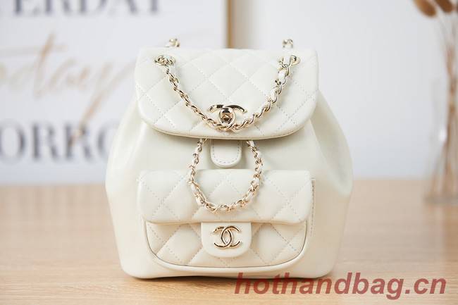 Chanel Backpack Sheepskin Original Leather AS2908 white 