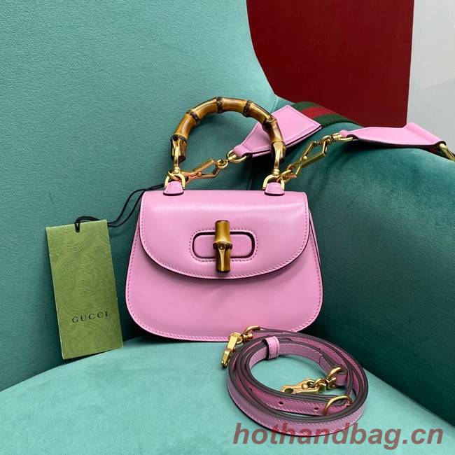 Gucci Mini top handle bag with Bamboo 686864 pink