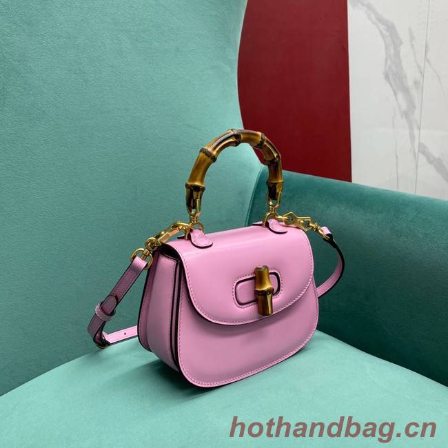 Gucci Mini top handle bag with Bamboo 686864 pink