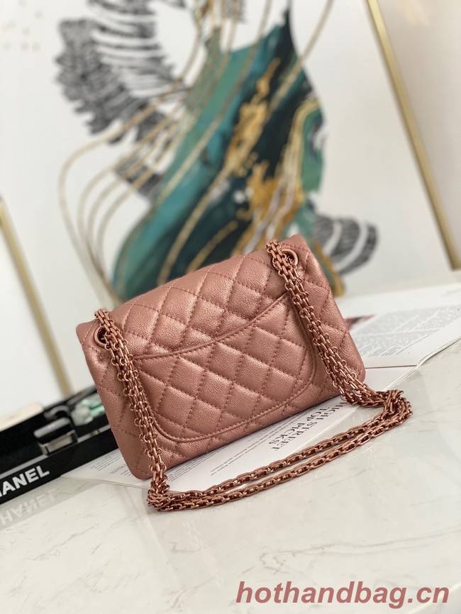 Chanel MINI 2.55 HANDBAG Metallic Grained Calfskin & rose gold Metal AS0874 pink