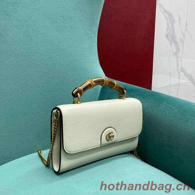 Gucci Small top handle bag with Bamboo 675794 white