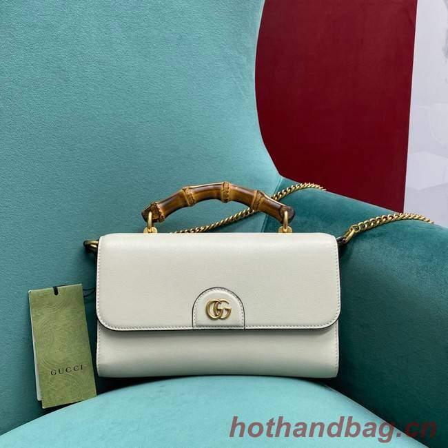 Gucci Small top handle bag with Bamboo 675794 white