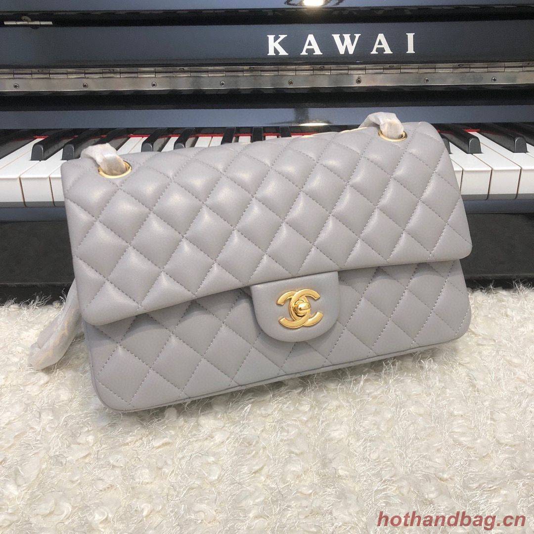 Chanel 2.55 Series Flap Bag Original Lambskin Leather 5024CF A01112 Grey Gold-Tone