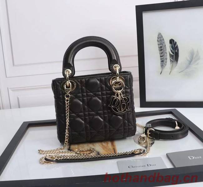 MINI LADY DIOR BAG Lambskin M0566OE black&gold