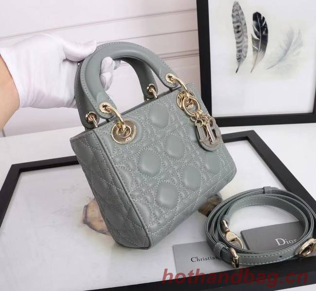 MINI LADY DIOR BAG Lambskin M0566OE gray&gold