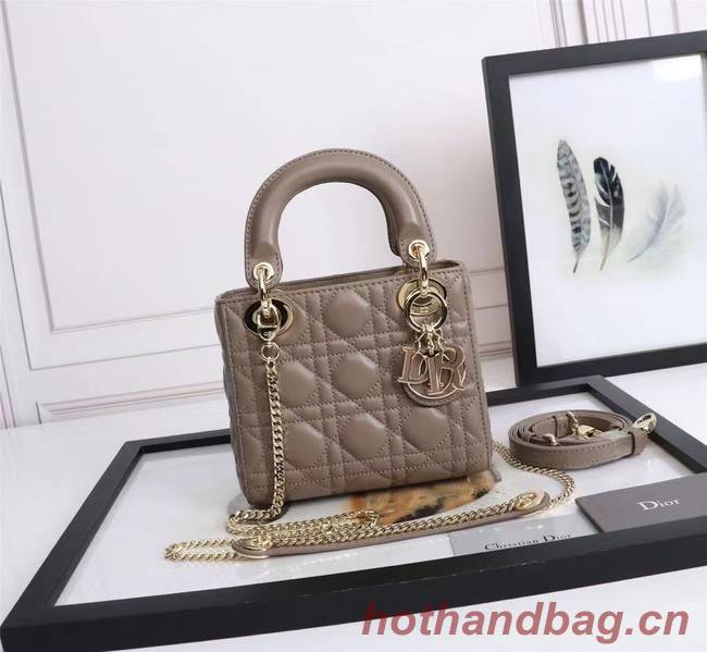 MINI LADY DIOR BAG Lambskin M0566OE dark gray