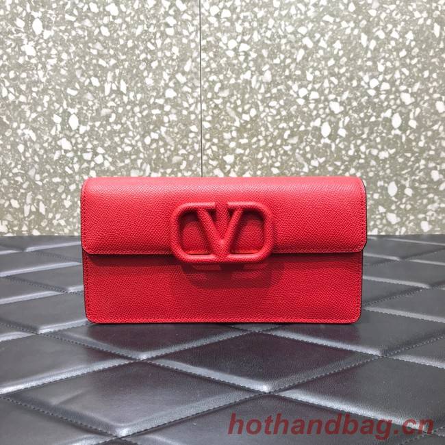 VALENTINO GARAVANI Stud Sign Grained Calfskin Shoulder Bag 0093 red