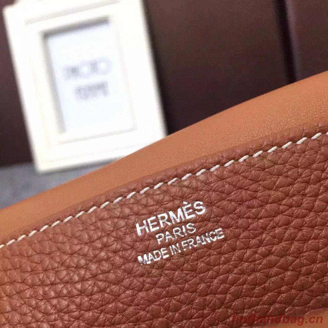 Hermes Halzan Togo Original Leather H3909 Brown