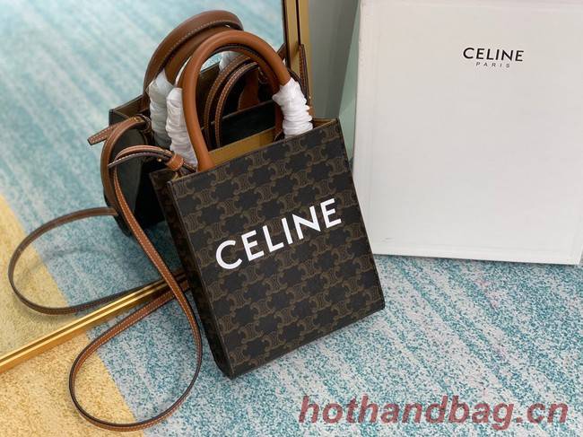 Celine MINI CABAS VERTICAL IN TRIOMPHE CANVAS 194372 black