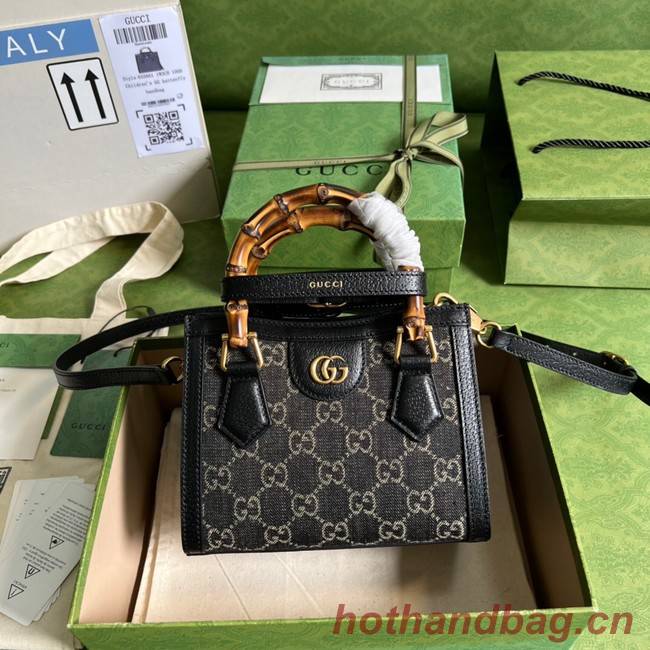 Gucci GG denim jacquard Diana mini tote bag 655661 Black