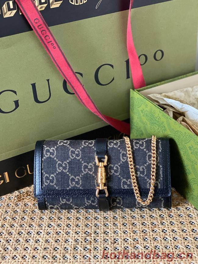 Gucci Jackie 1961 GG chain wallet 652681 blue