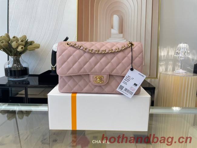 Chanel classic handbag Grained Calfskin gold-Tone Metal 01112 Cherry Blossom powder