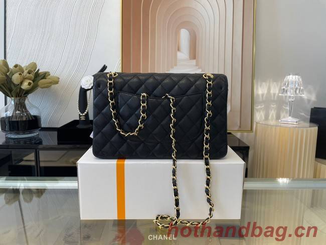 Chanel classic handbag Grained Calfskin&gold Metal 01112 black