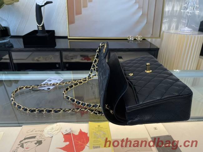 Chanel classic handbag Grained Calfskin&gold Metal 01112 black