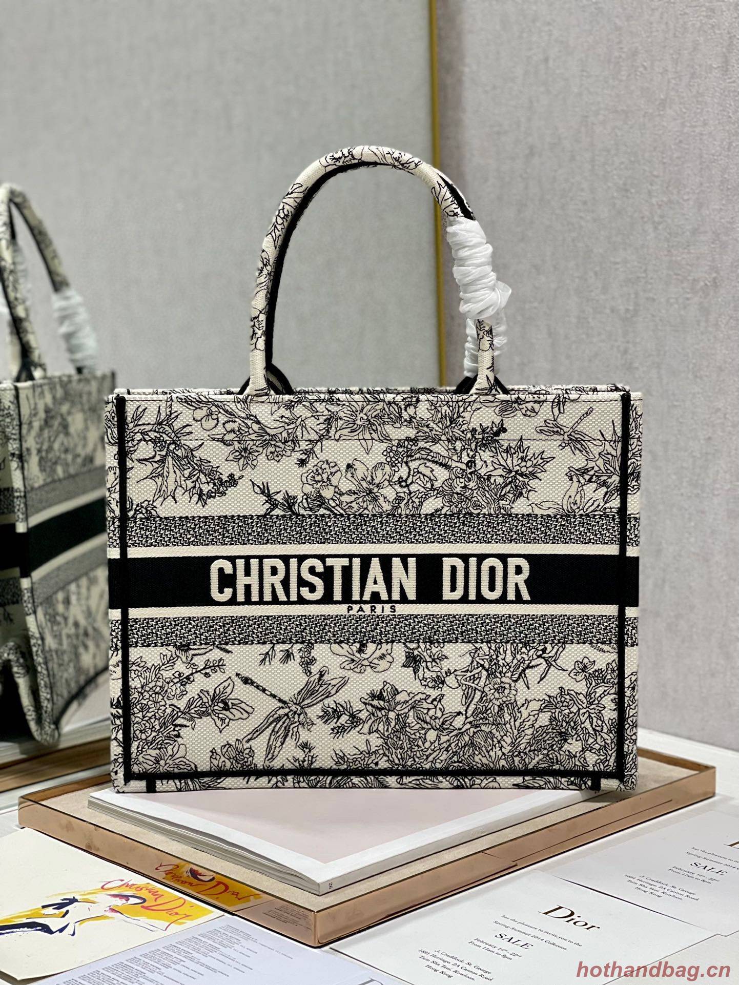 DIOR BOOK TOTE BAG DRAGONFLY DE JOUY M1286Z Black