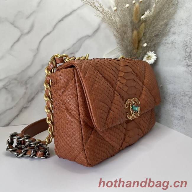 CHANEL 19 Flap Bag Original Snake skin flap bag AS1160 Camel