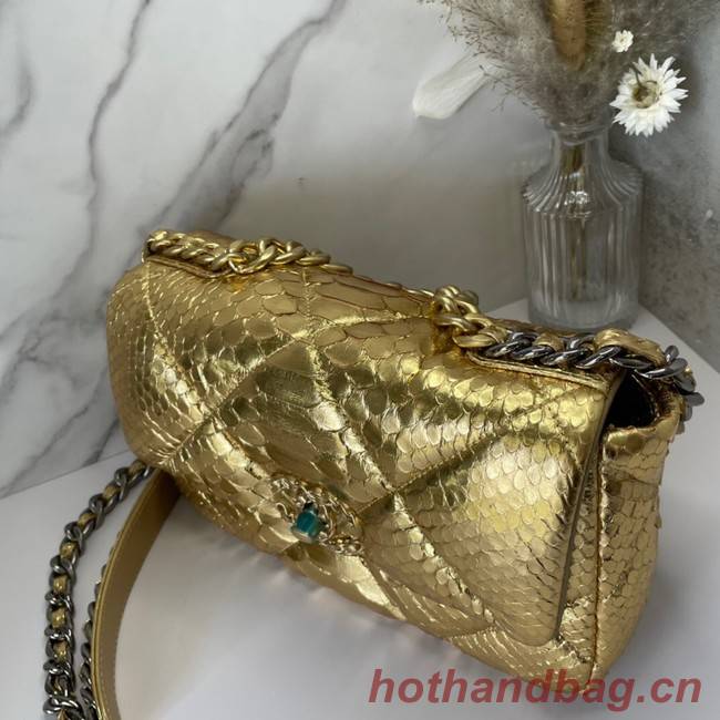 CHANEL 19 Flap Bag Original Snake skin flap bag AS1160 gold