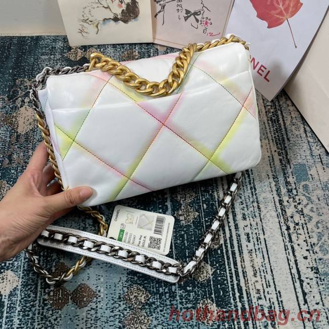 Chanel 19 flap bag AS1160 White&Rainbow line