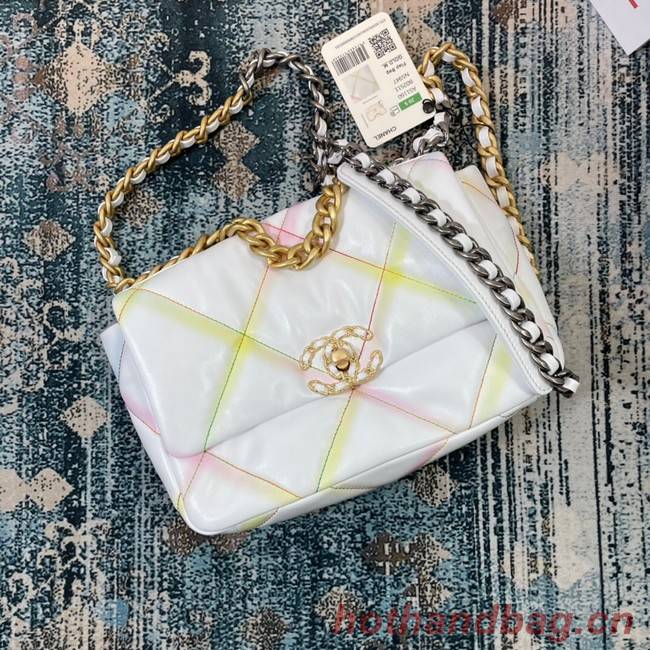 Chanel 19 flap bag AS1160 White&Rainbow line