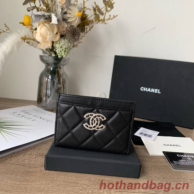 Chanel card holder Calfskin AP2737 black