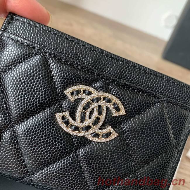 Chanel card holder Calfskin AP2737 black