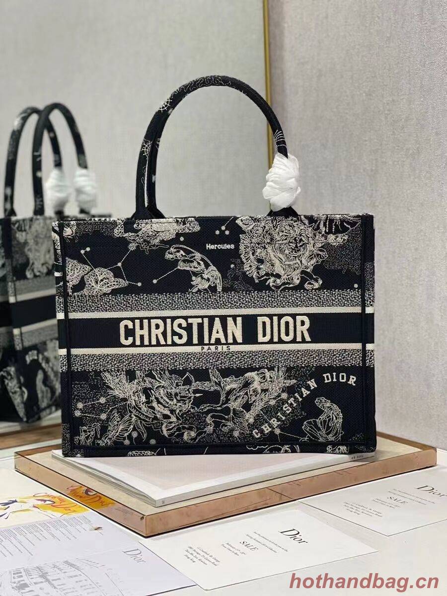 SMALL DIOR BOOK TOTE Embroidery C1287-32 black